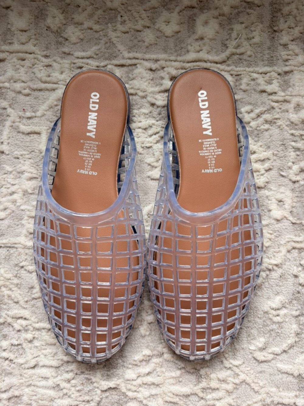 Old Navy Clear Jelly Mules Woven Cage Slip On Shoes Women’s Size 6 NWOT